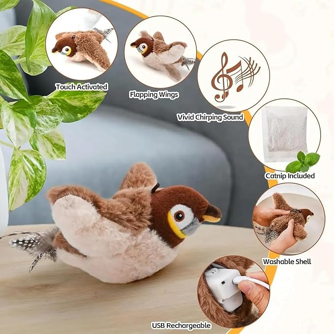Plush Bird Cat Toy